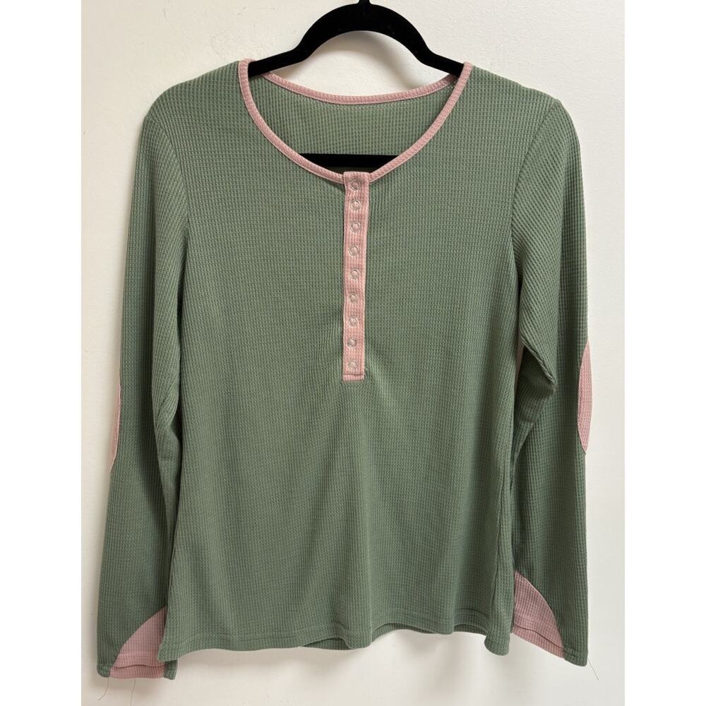 Women's Small Green Pink Trim Top‎ Casual Cute Y2K Retro Preppy Aesthetic NWT